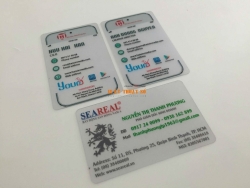 In name card nhựa trong suốt cao cấp, giá rẻ cho nhân viên gian hàng Gạch 3D Mạnh Trí tại hội chợ VietBuild